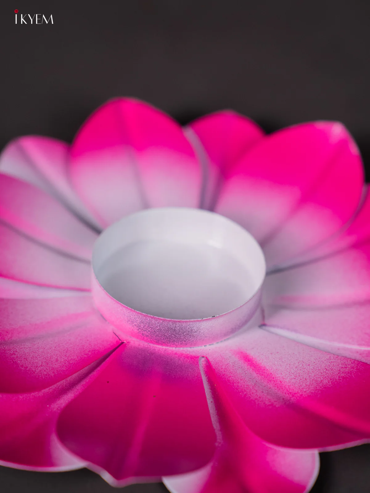Charming Pink Hand-Painted Lotus T-Light Candle Holder - KI01205 - Image 2