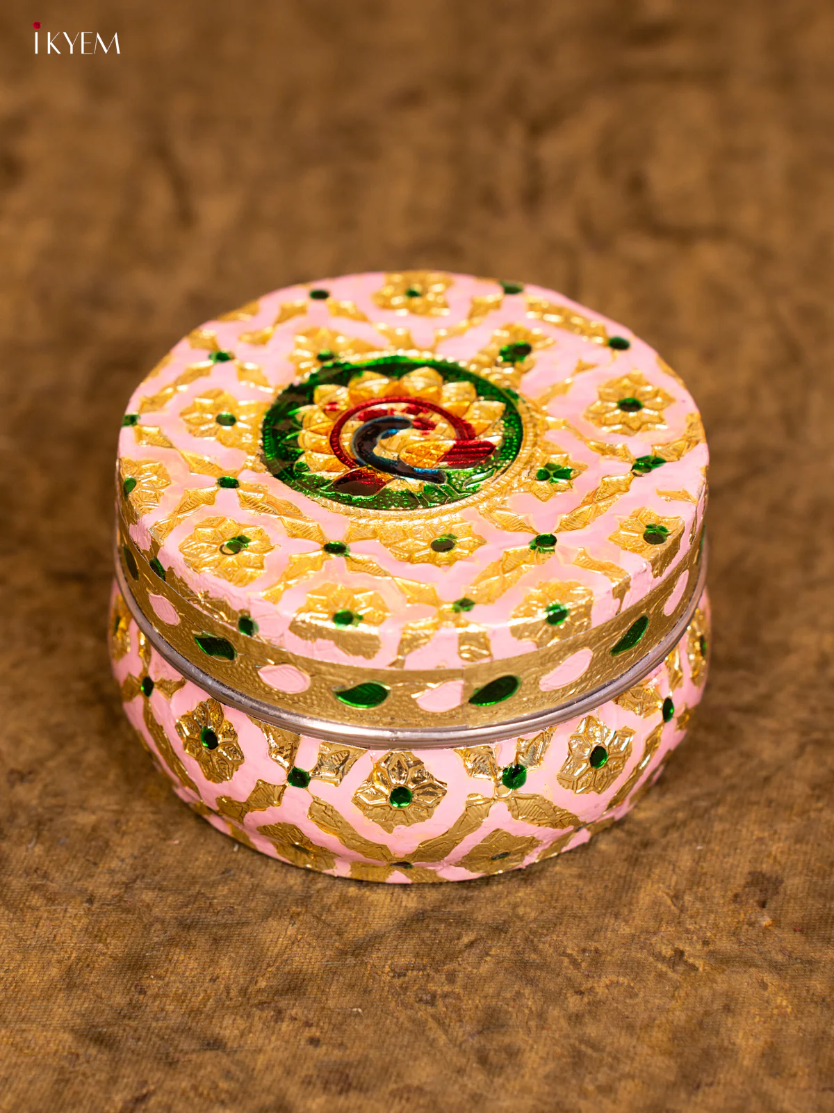 Pink Meenakari Design Steel Dabba - (4×4) Inch - KA08111