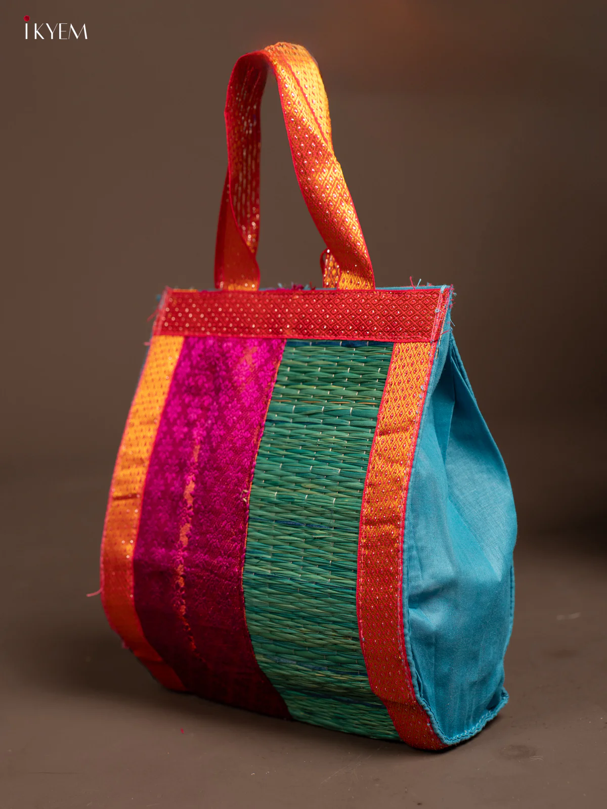 PURPLE & YELLOW Raw Silk with Korai Handbag - KE10149 - Image 6