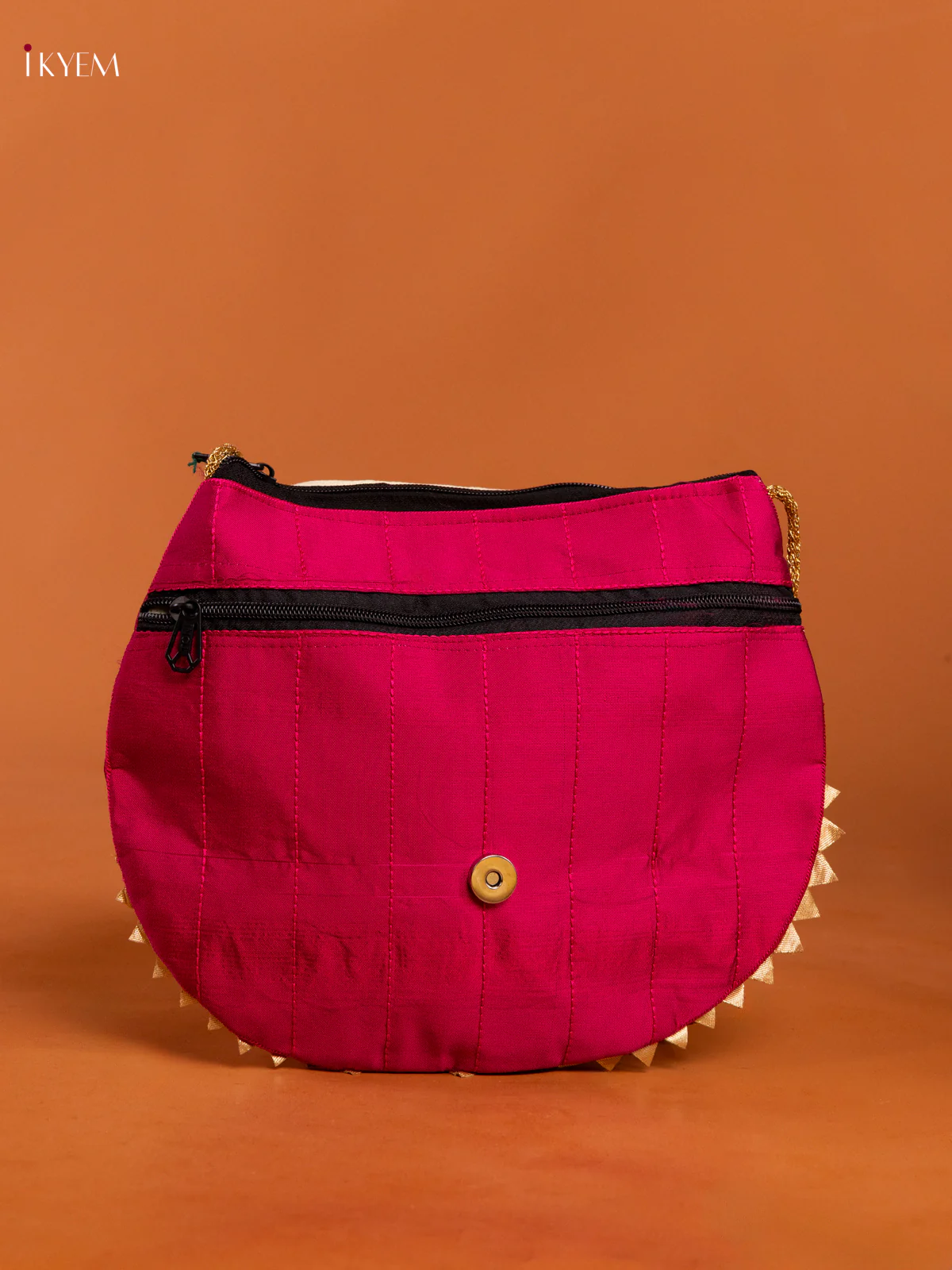 Purple Banarasi Silk Potli  Bag with Flap & Mandala Design - KD26411 - Image 3