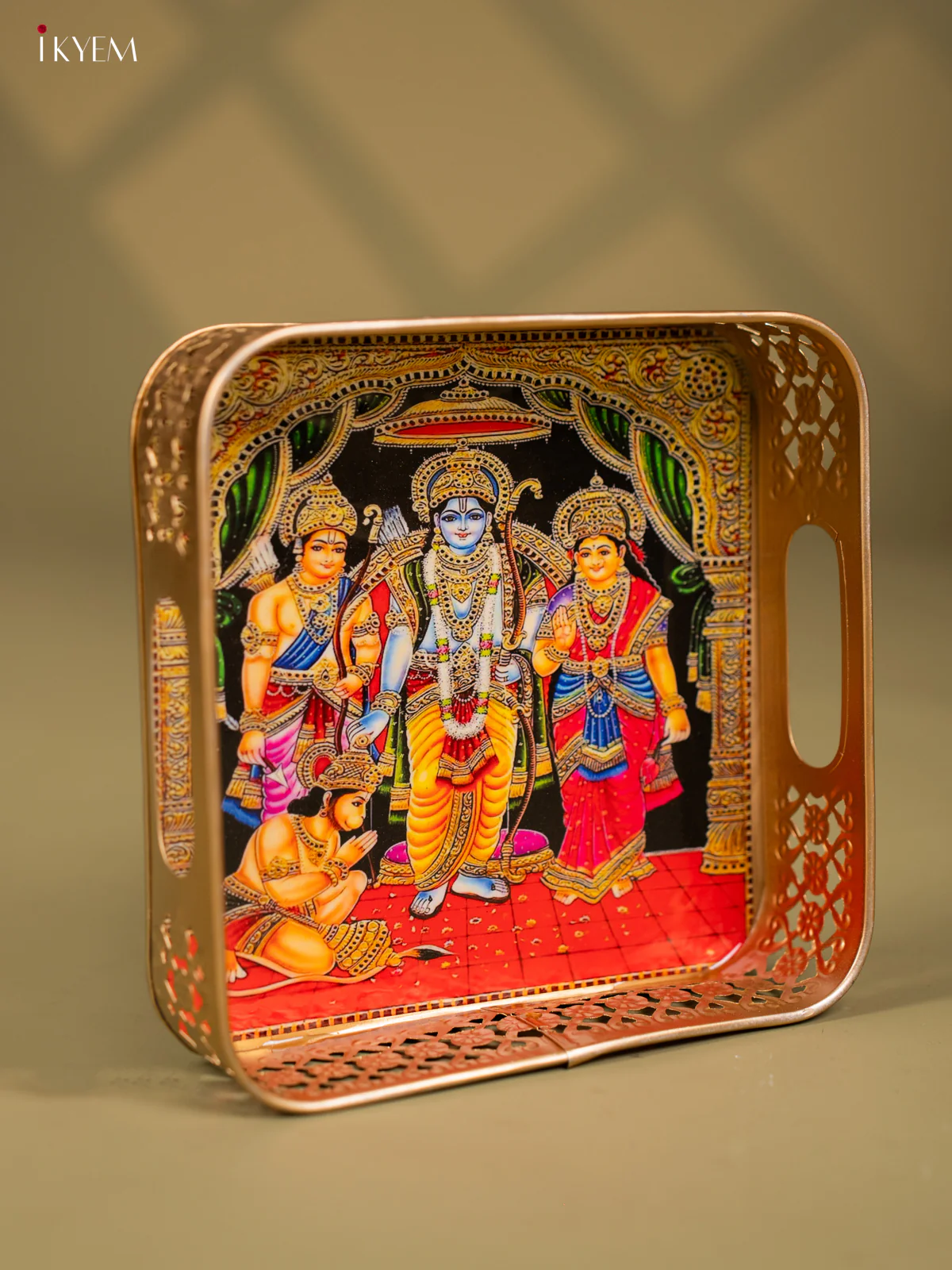 Rama pattabishegam Printed Square Metal tray - 8 Inch - KF24215 - Image 2