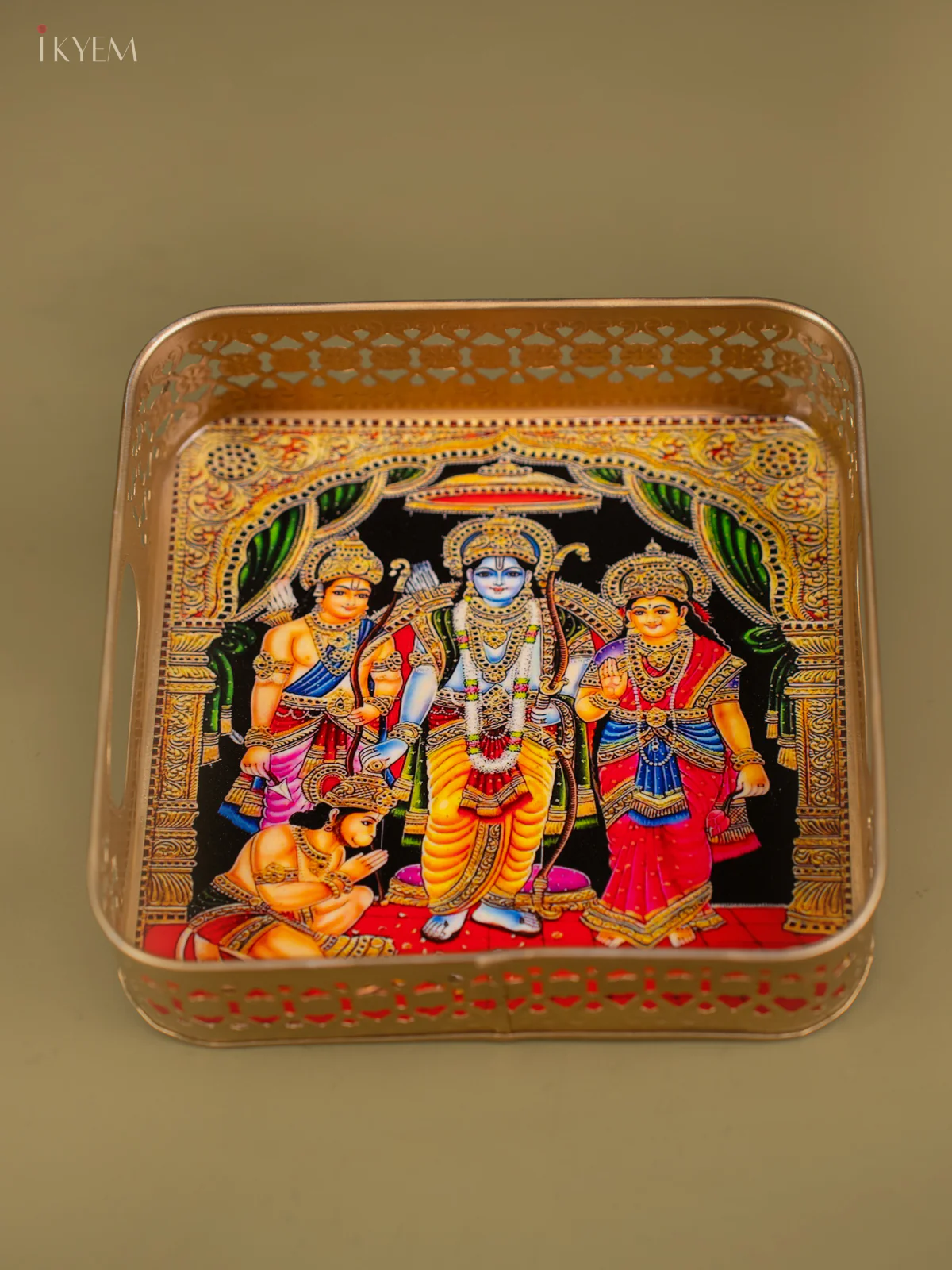 Rama pattabishegam Printed Square Metal tray - 8 Inch - KF24215 - Image 4