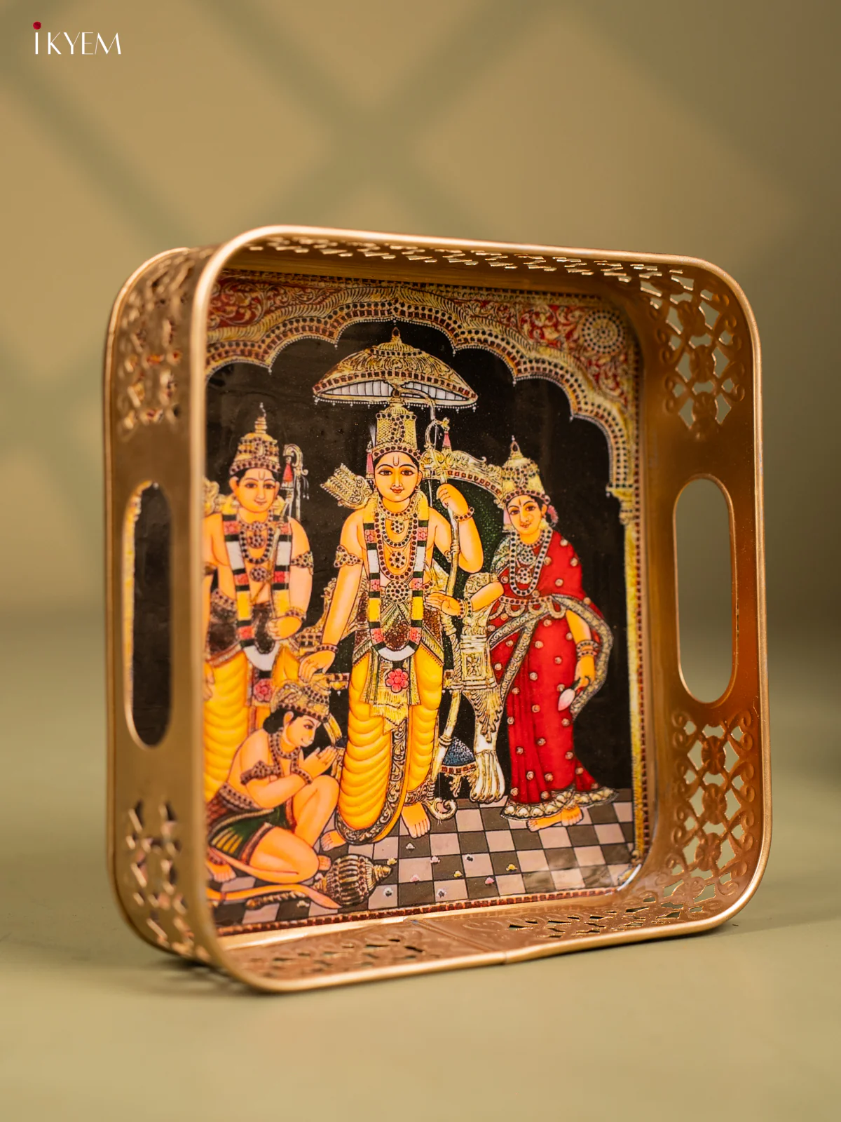 Rama pattabishegam Printed Square Metal tray- 8 Inch - KF24218 - Image 2
