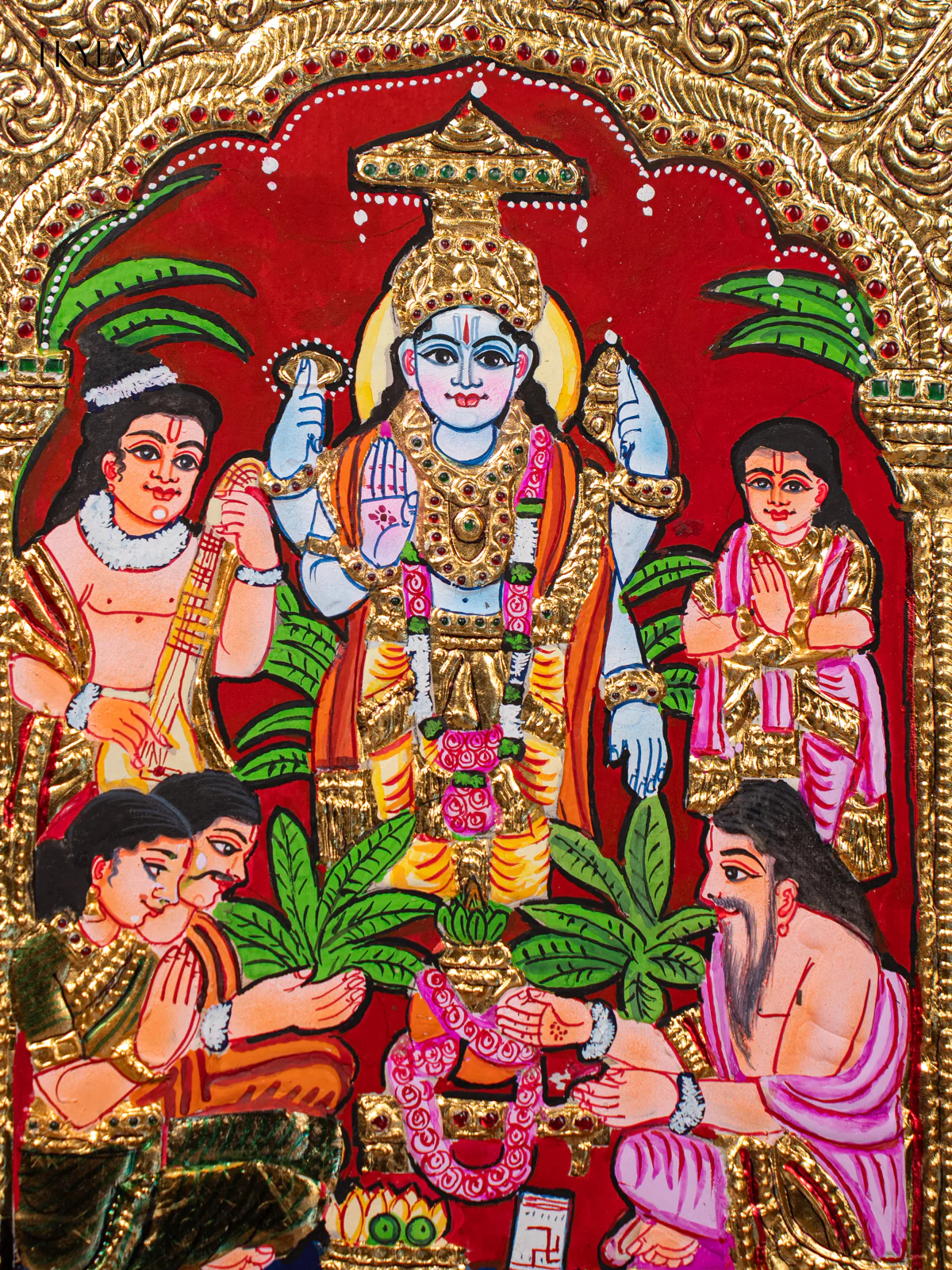 Ramar Pattabhishekam Thanjavur painting (18*15 inches) - KJ03212 - Image 3