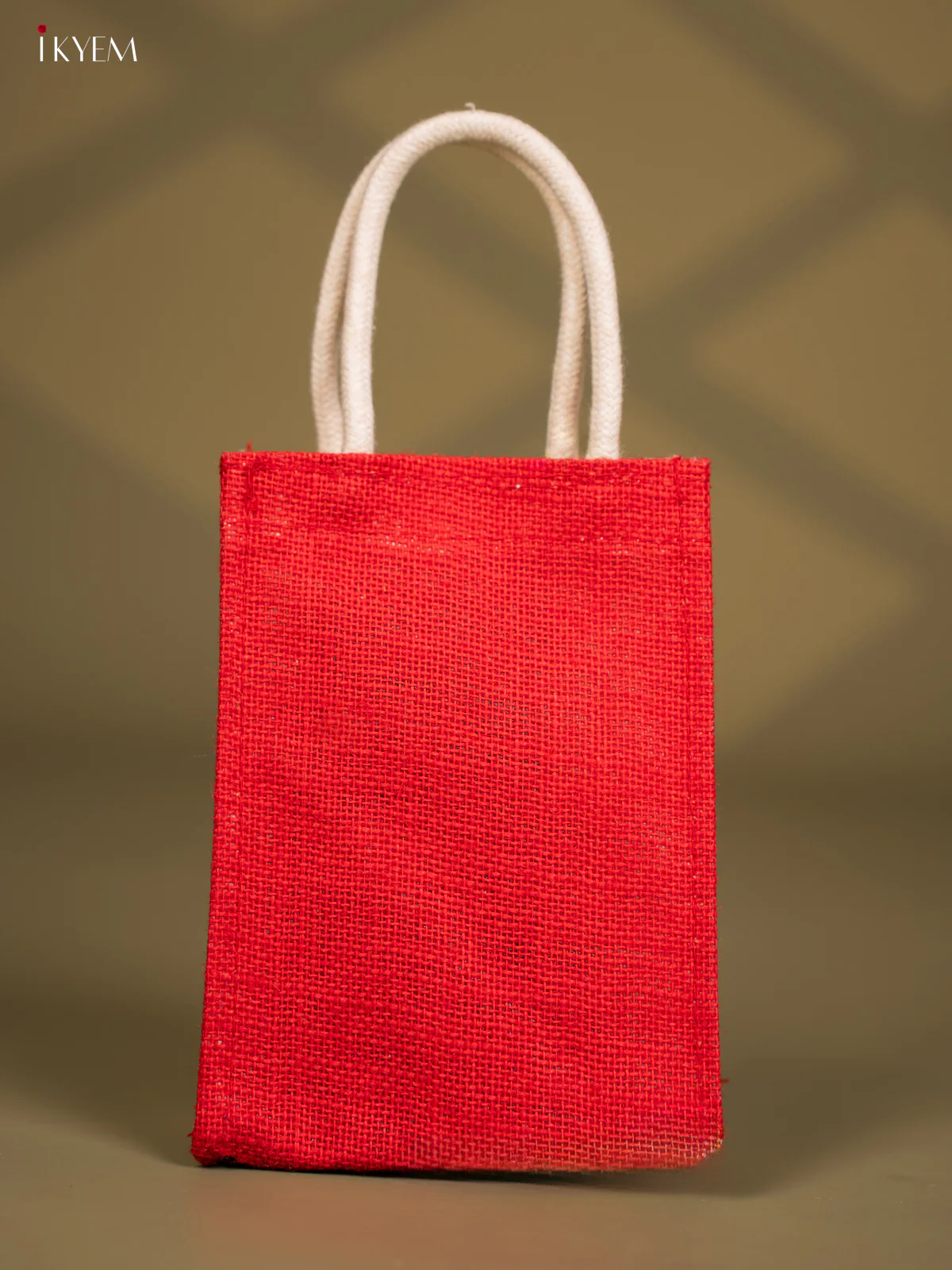 Cute Krishna Printed Red Jute Bags - 8 Inch - KG08118 - Image 4