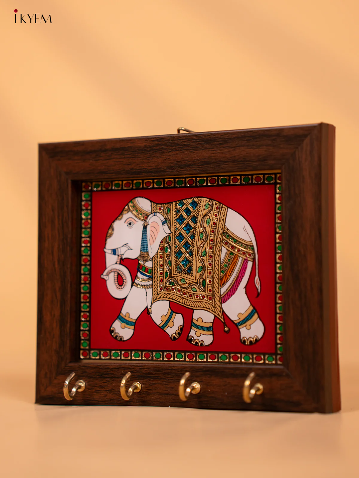 Reverse Glass Painted Keyhanger Elephant - red - (5x6) Inches - KD15118 - Image 3