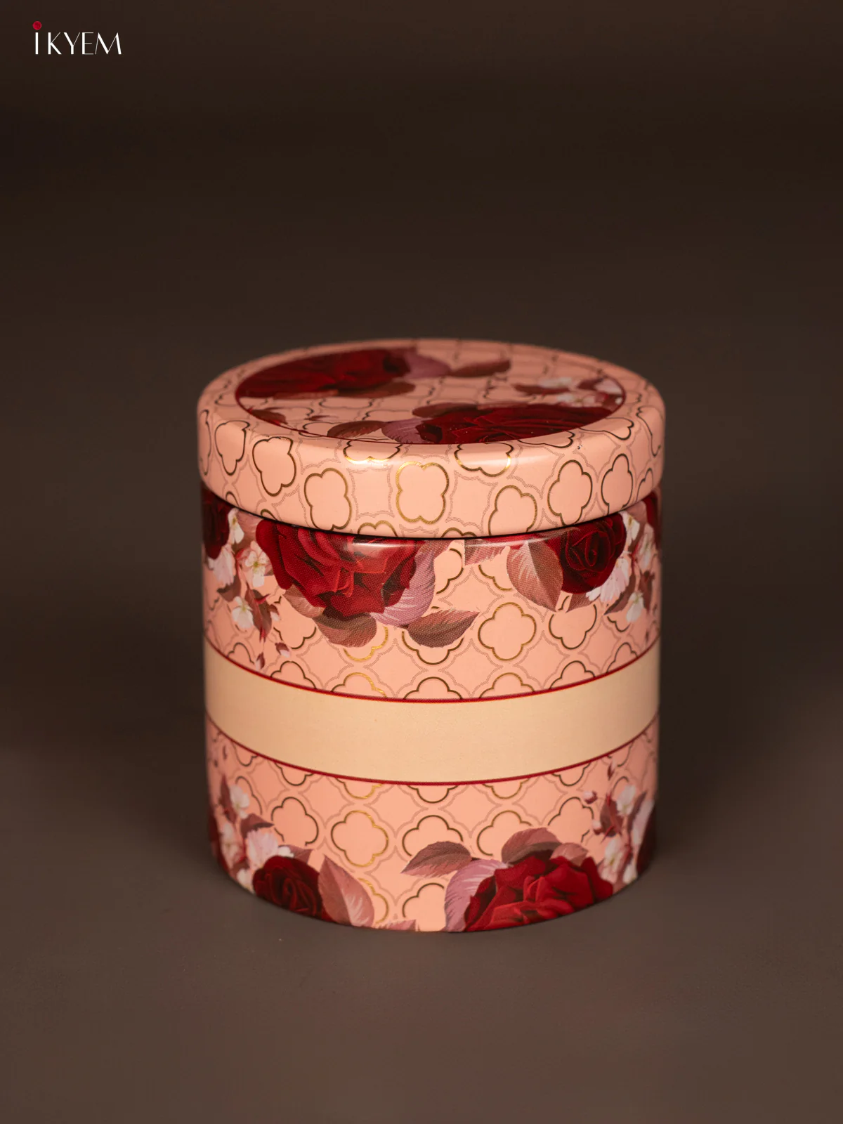 Pretty Light Pink Stainless Steel Box With Rose Print - KH19116