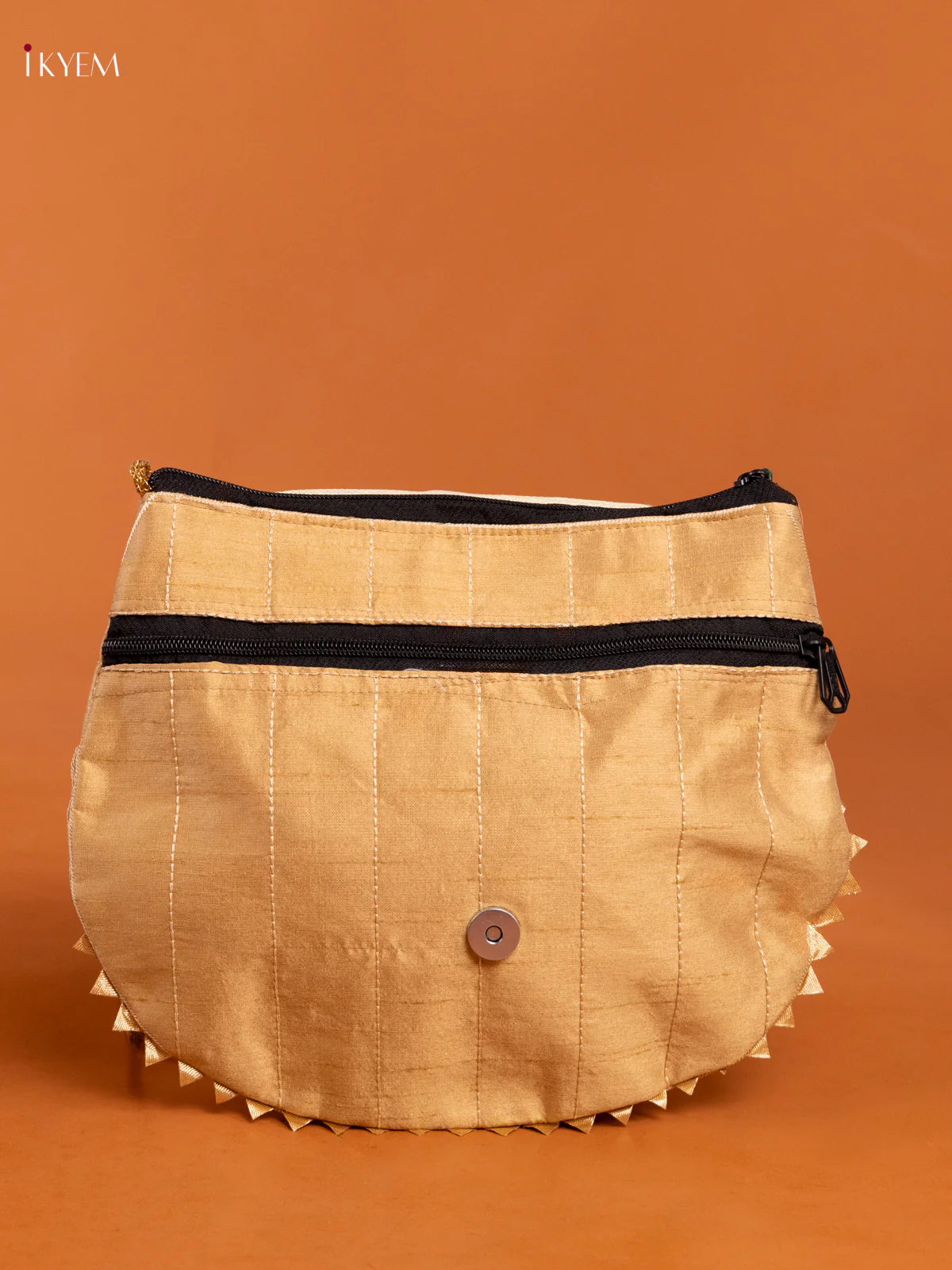 Sandal Banarasi Silk Potli Bag with Flap & Mandala Design - KD26410 - Image 3
