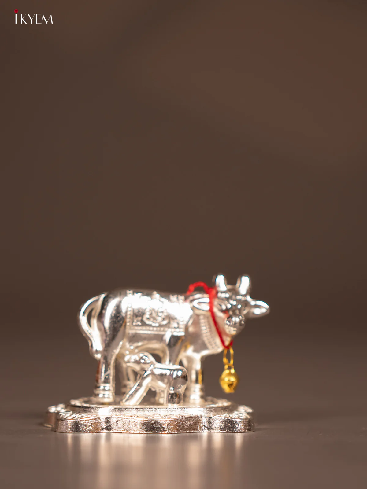 Silver Plated Cow & Calf Idol - KE29118