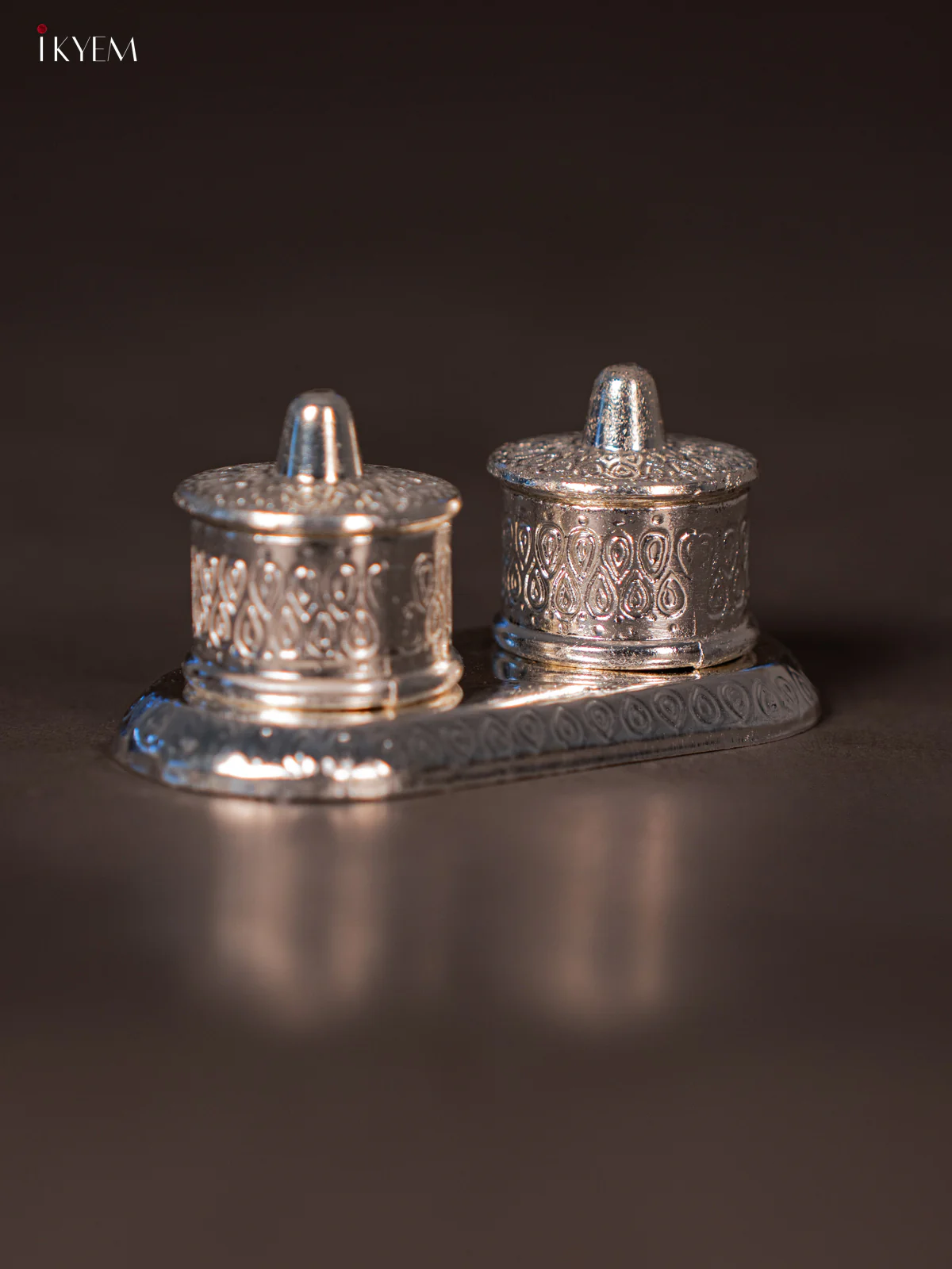 Elegant Silver Plated Haldi Kumkum Box - KG15113 - Image 2