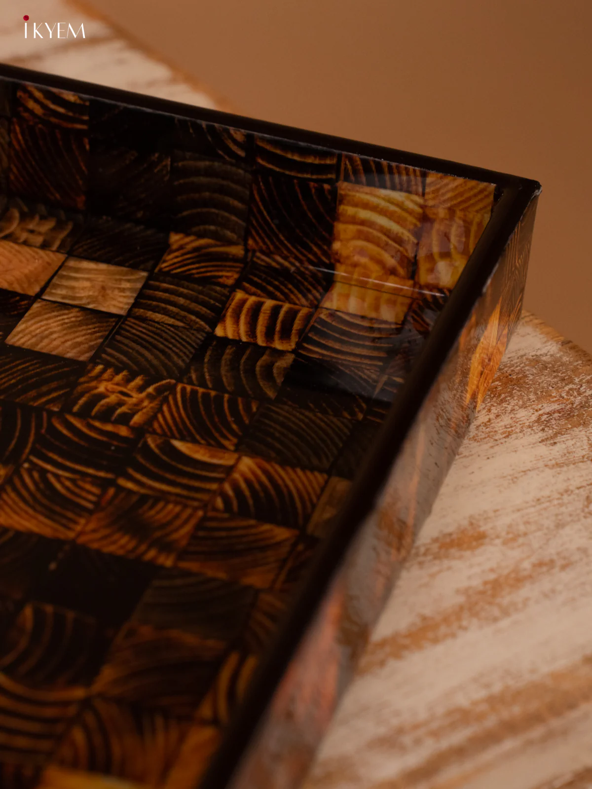 Brown Digital Printed Square Wooden Tray (10x10) - KL03121 - Image 3