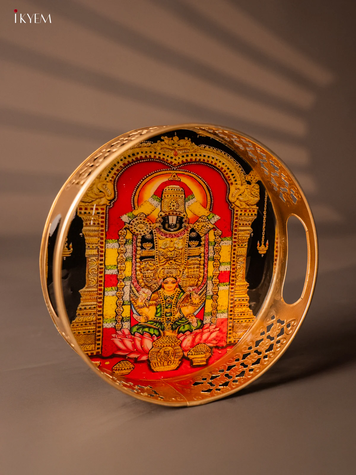 Classic Lord Balaji With Goddess Lakshmi Printed Metal Tray - KH05123 - Image 2