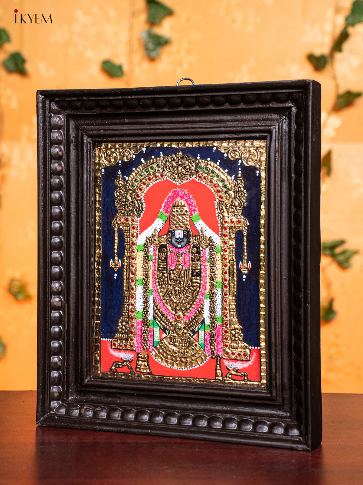 Divine Lord venkateswara Tanjore Painting in Teak Wood Frame (13x11 Inch) - KH26133 - Image 4