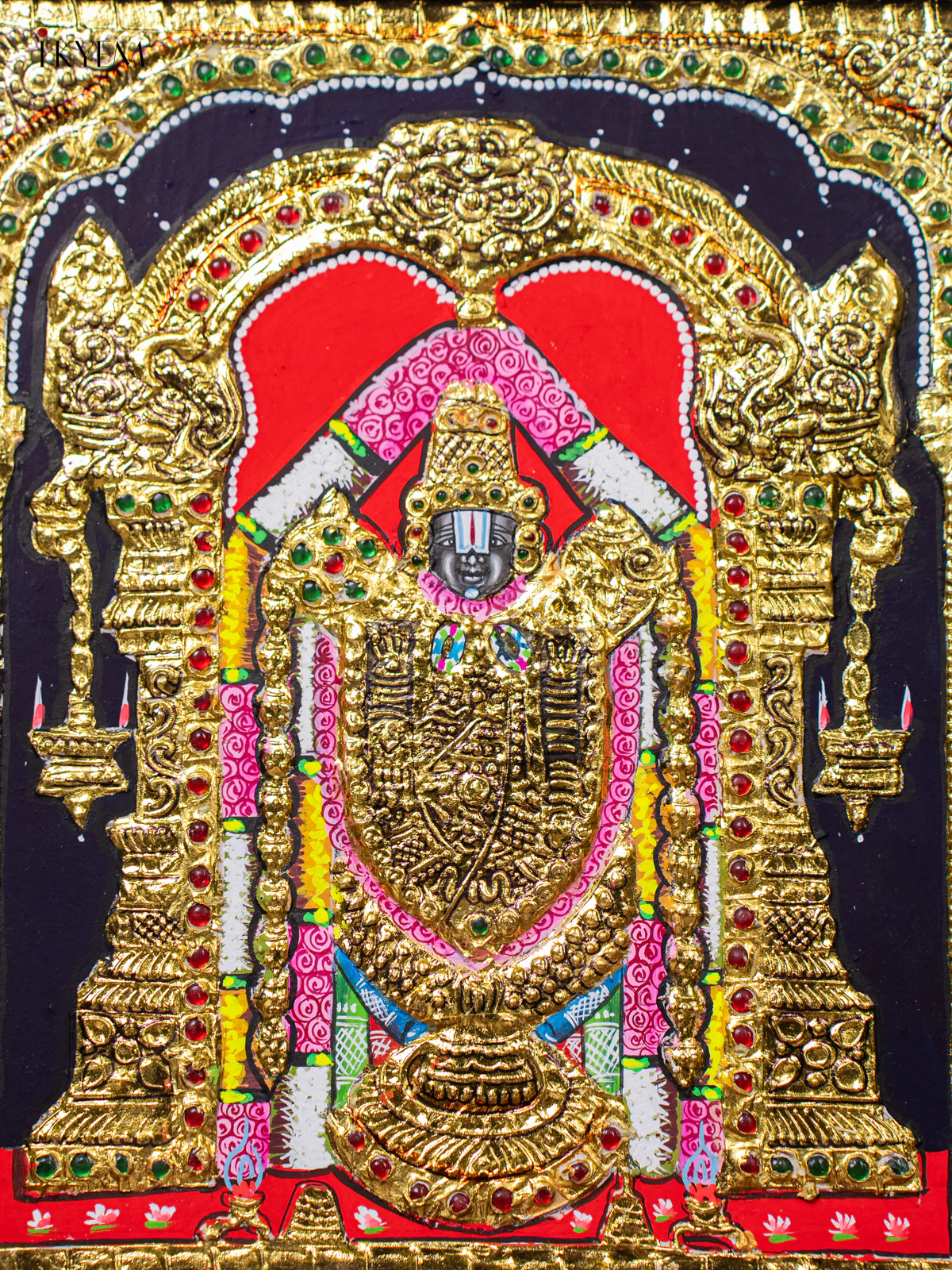 Majestic Lord Balaji Tanjore painting (15X13 Inches) - KJ03171 - Image 3