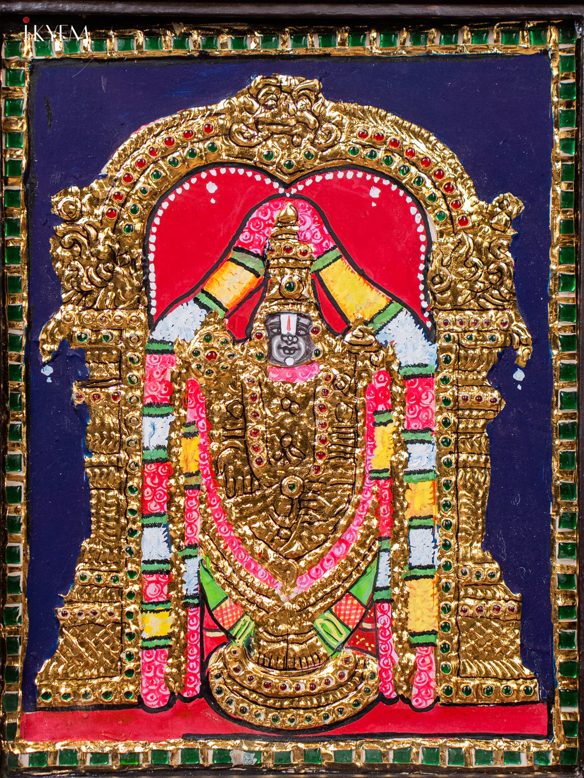 Stunning Lord Tirupati Balaji Tanjore painting (13*11 Inches) - KJ03115 - Image 3