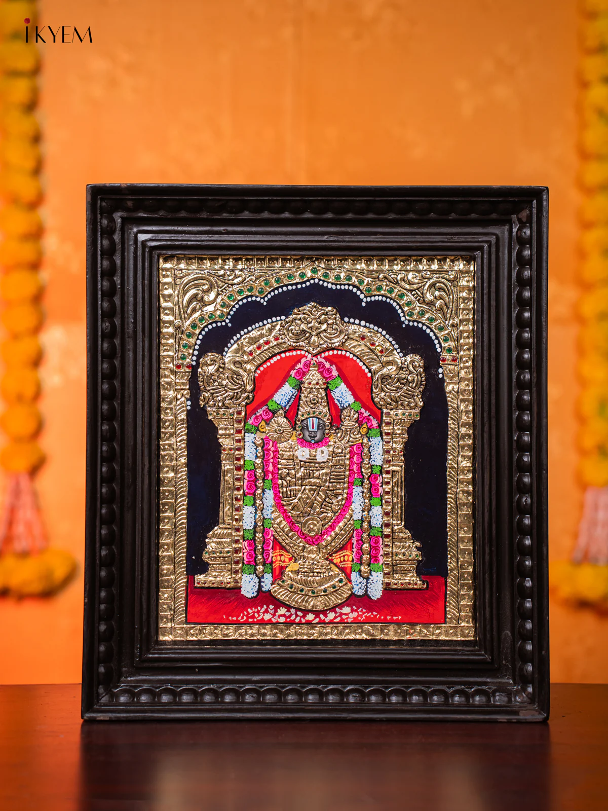 Divine Tirupati Balaji Thanjavur painting (15X13 Inches) - KJ03172