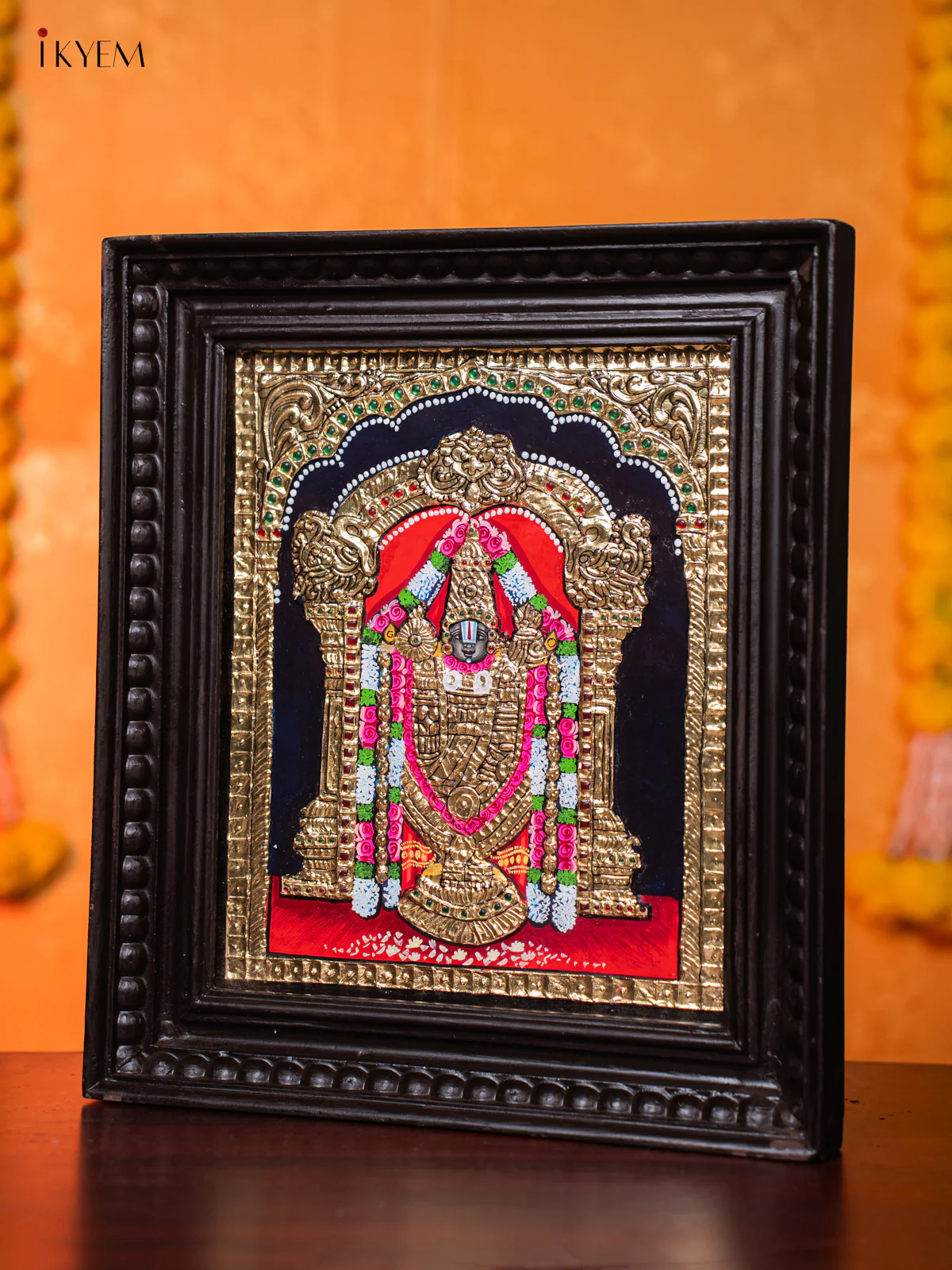 Divine Tirupati Balaji Thanjavur painting (15X13 Inches) - KJ03172 - Image 2