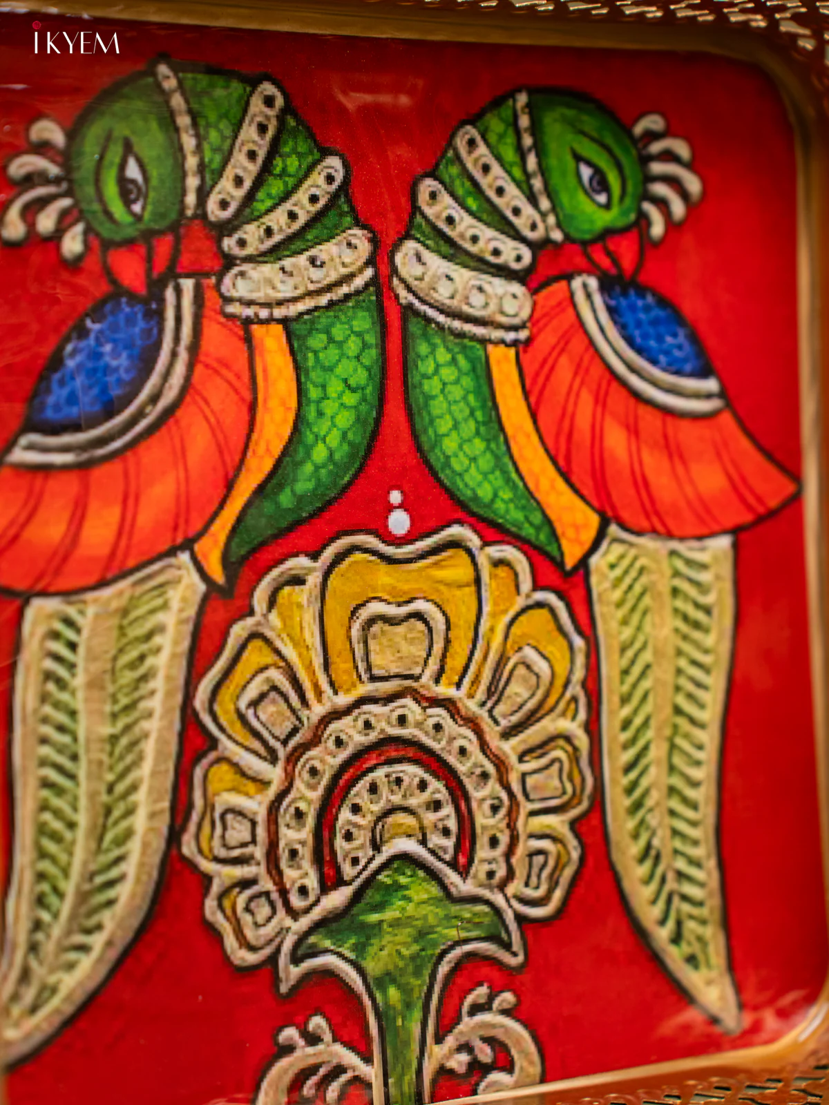 Twin Parrots & Flower Printed Square Metal Tray - KF25140 - Image 3