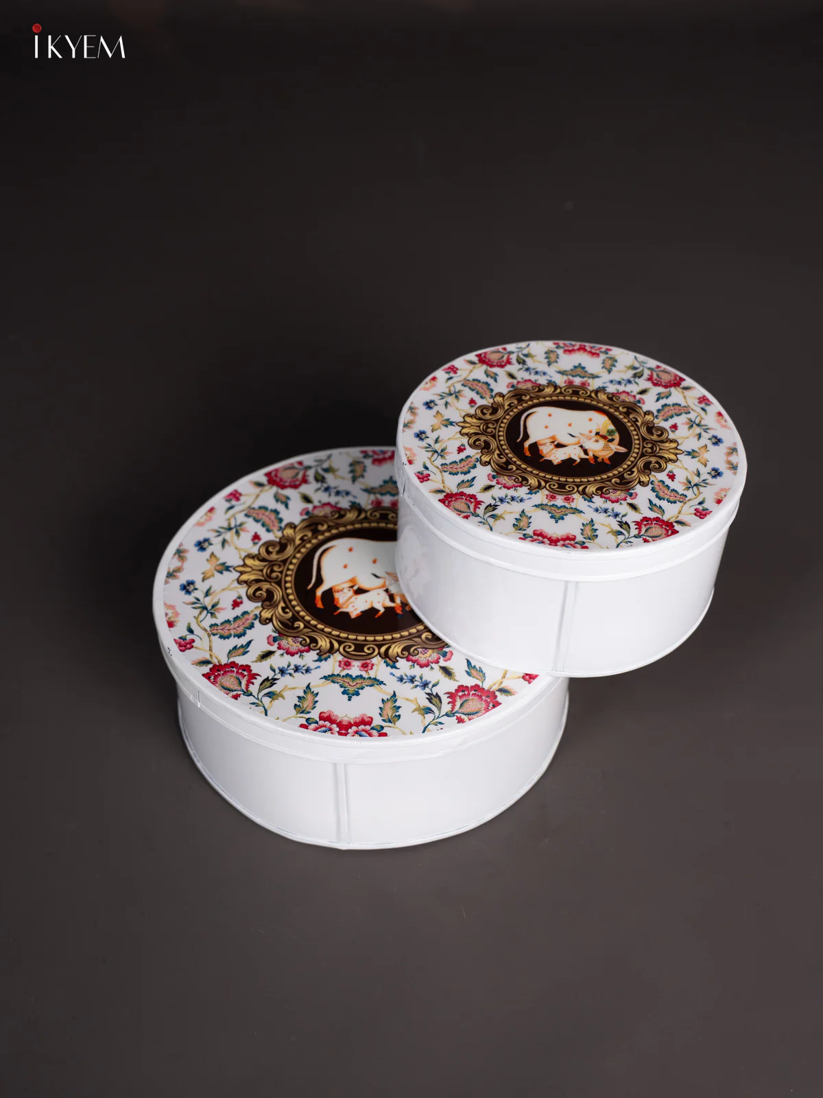 Cow & Calf Digital Printed Metal Storage Box Set Of 2 - White - (8x8) Inches - KI15133 - Image 2