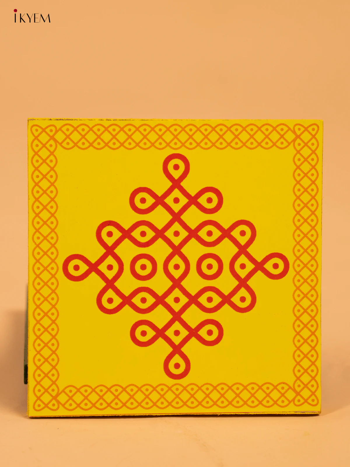 Wooden Square Manai with Sikku Kolam - KA30119 - Image 6
