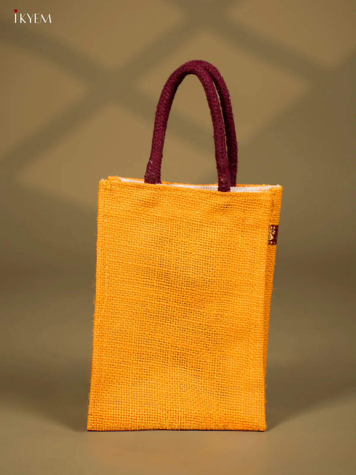 Divine Yellow Jute Bags With Ganapathy Print - 8 Inch - KG08125 - Image 4